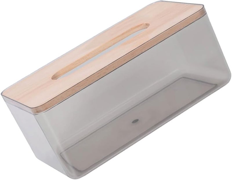 صندوق تخزين مناديل بغطاء خشبي على الطراز الاسكندنافي، حامل مناديل زخرفي لإكسسوارات المنزل باللون الأسود - Image 1